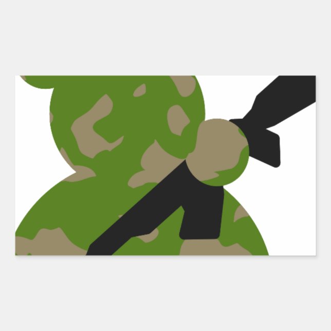 snowman army christmas rectangular sticker (Front)