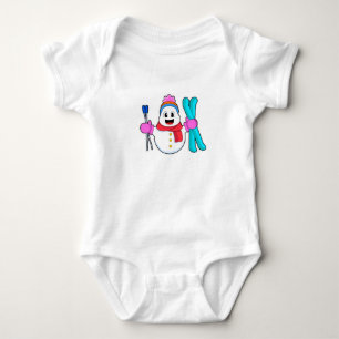 Snowman as Skier with Ski Baby Bodysuit