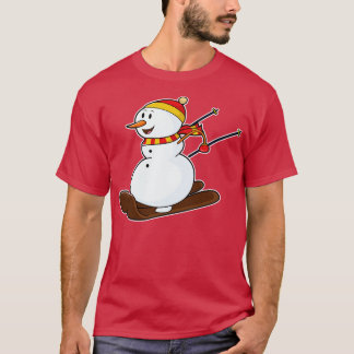 Snowman as Skier with Skis Cap T-Shirt