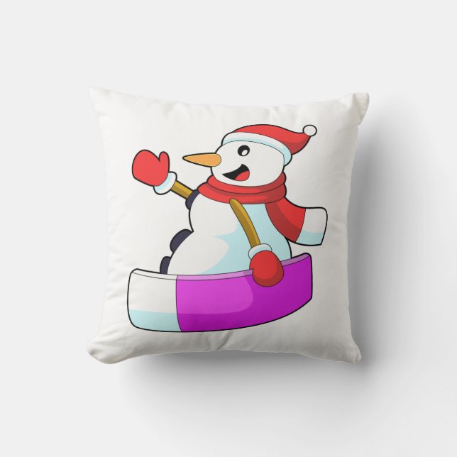 Snowman as Snowboarder with Sonowboard.PNG Cushion (Front)