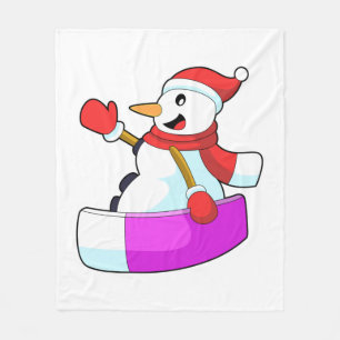 Snowman as Snowboarder with Sonowboard.PNG Fleece Blanket