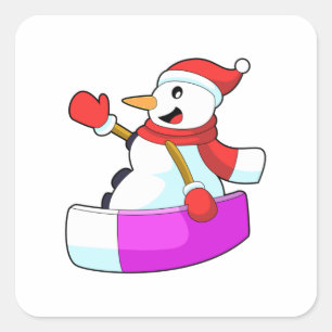Snowman as Snowboarder with Sonowboard.PNG Square Sticker