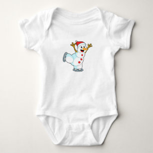 Snowman at Ice skating with Ice skates.PNG Baby Bodysuit
