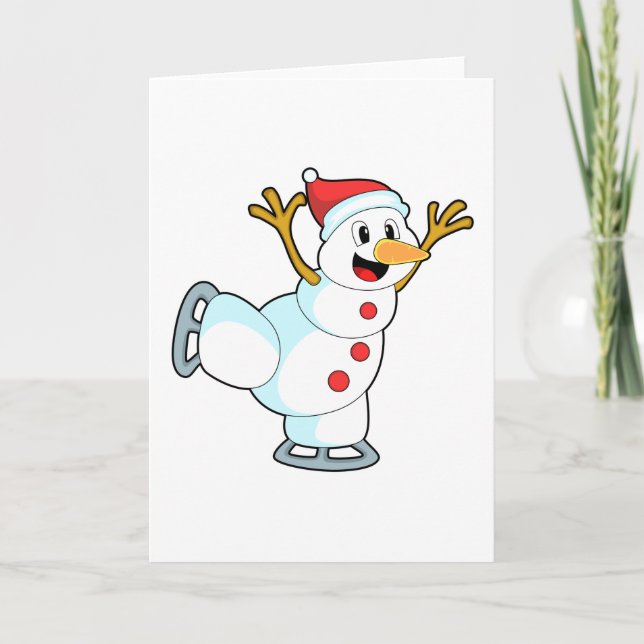 Snowman at Ice skating with Ice skates.PNG Card (Front)