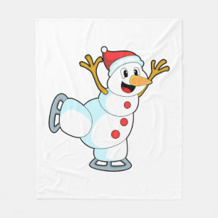Snowman at Ice skating with Ice skates.PNG Fleece Blanket