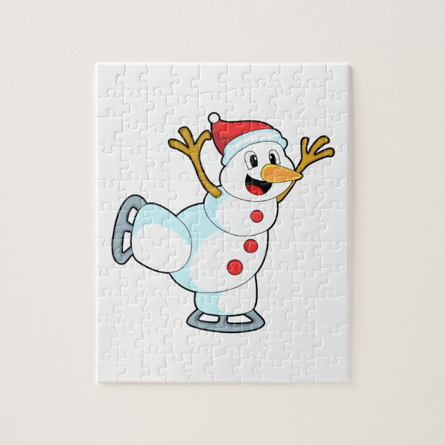 Snowman at Ice skating with Ice skates.PNG Jigsaw Puzzle (Vertical)