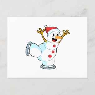 Snowman at Ice skating with Ice skates.PNG Postcard