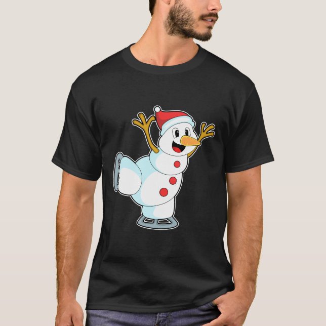 Snowman at Ice skating with Ice skates.PNG T-Shirt (Front)