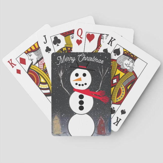 Snowman at Night Playing Cards (Back)