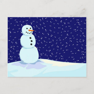 Snowman at Night Postcard