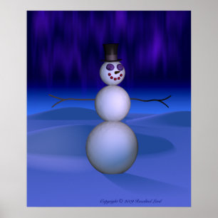 Snowman at Night Poster