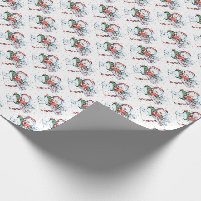 Snowman at the North Pole Wrapping Paper (Corner)