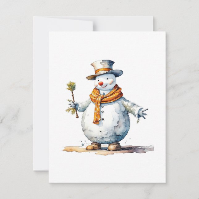  Snowman B - Watercolors Holiday Card (Front)