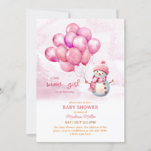 Snowman Baby Girl Baby Shower Invitation