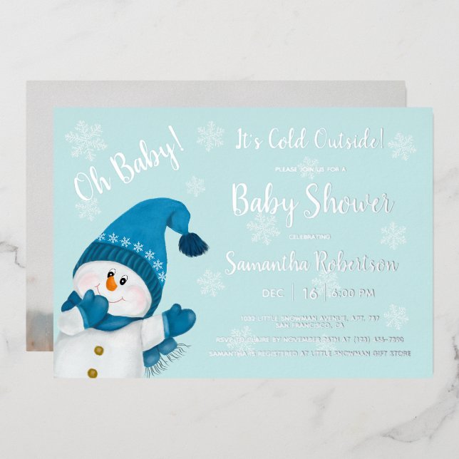 Snowman Baby It's Cold Outside Photo Baby Shower (Front/Back)