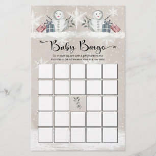 Snowman baby shower baby bingo game