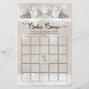 Snowman baby shower baby bingo game