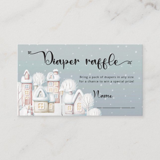 Snowman baby shower diaper raffle enclosure card (Front)