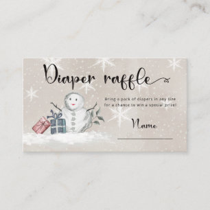 Snowman baby shower diaper raffle enclosure card