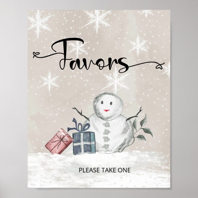 Snowman baby shower Favours Poster (Front)