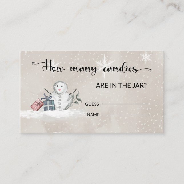Snowman Baby Shower Guess How Many Candies Enclosure Card (Front)