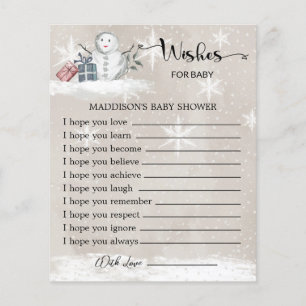 Snowman Baby Shower Wishes for Baby Card