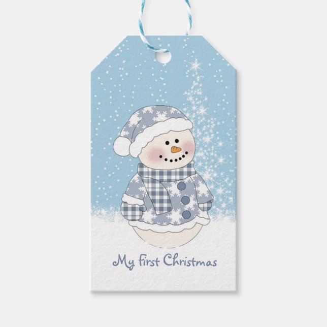 Snowman, Baby's First Christmas Gift Tags (Front)