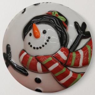 Snowman ball 6 cm round badge