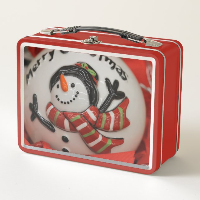Snowman ball metal lunch box (Front)