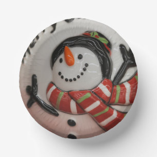 Snowman ball paper plate