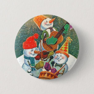 Snowman Band 6 Cm Round Badge