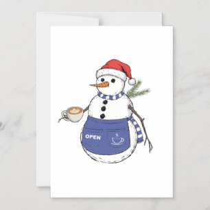 Snowman Barista Christmas 2026 Holiday Coffee Magnetic Invitation