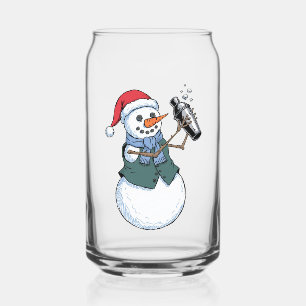 Snowman Bartender Christmas 2026 Holiday Cocktail Can Glass