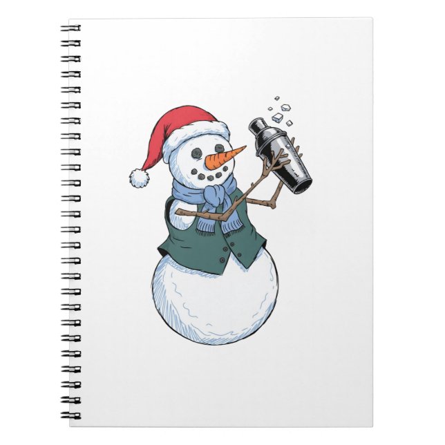Snowman Bartender Christmas 2026 Holiday Cocktail Notebook (Front)