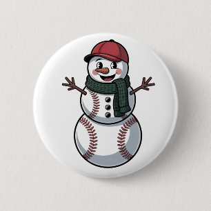Snowman Baseball Christmas Santa Baseball Sport 6 Cm Round Badge