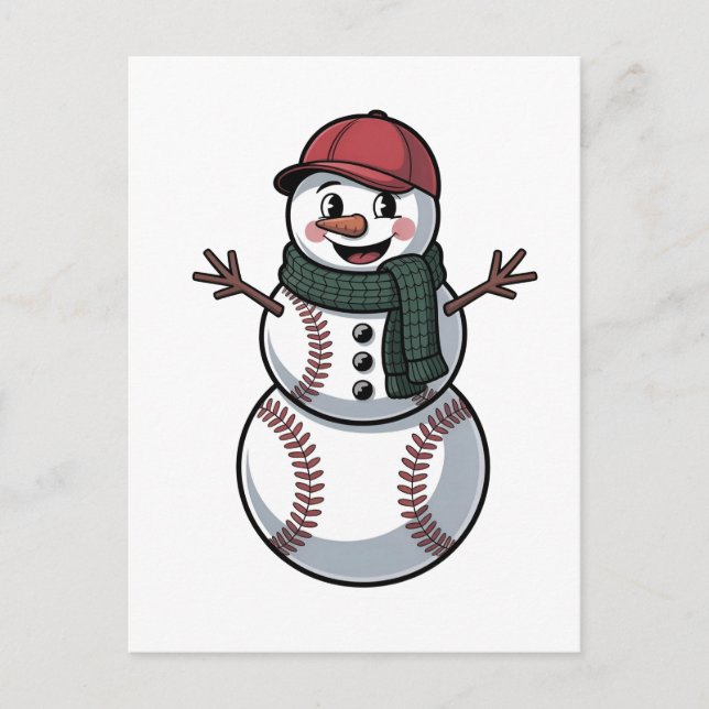 Snowman Baseball Christmas Santa Baseball Sport Announcement Postcard (Front)