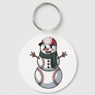 Snowman Baseball Christmas Santa Baseball Sport Key Ring