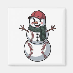 Snowman Baseball Christmas Santa Baseball Sport Magnet
