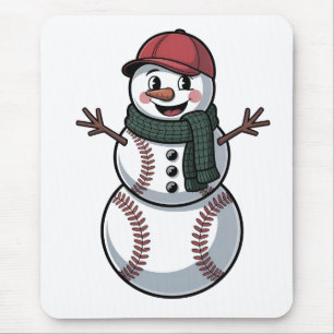 Snowman Baseball Christmas Santa Baseball Sport Mouse Mat