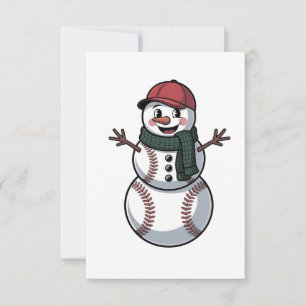Snowman Baseball Christmas Santa Baseball Sport RSVP Card
