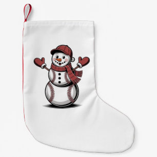 Snowman Baseball Christmas Sport Lovers  Small Christmas Stocking