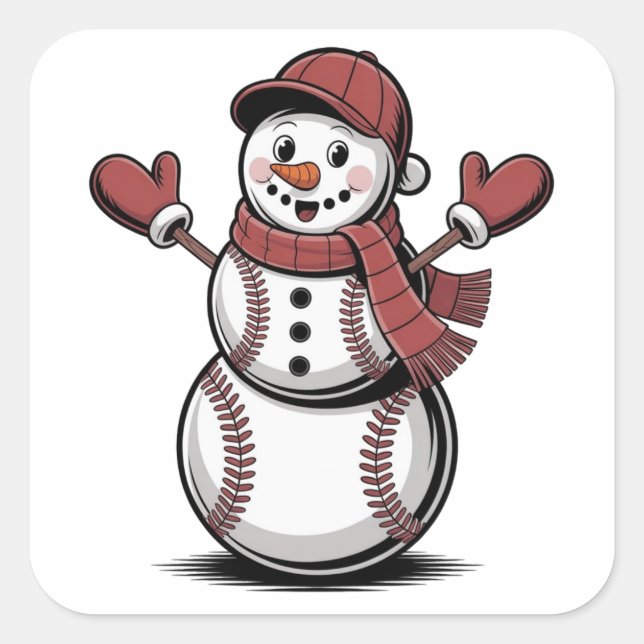 Snowman Baseball Christmas Sport Lovers  Square Sticker (Front)