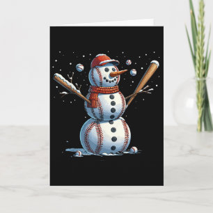 Snowman Baseball Christmas Winter  Card
