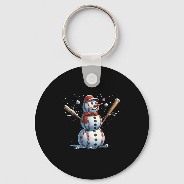 Snowman Baseball Christmas Winter  Key Ring (Front)
