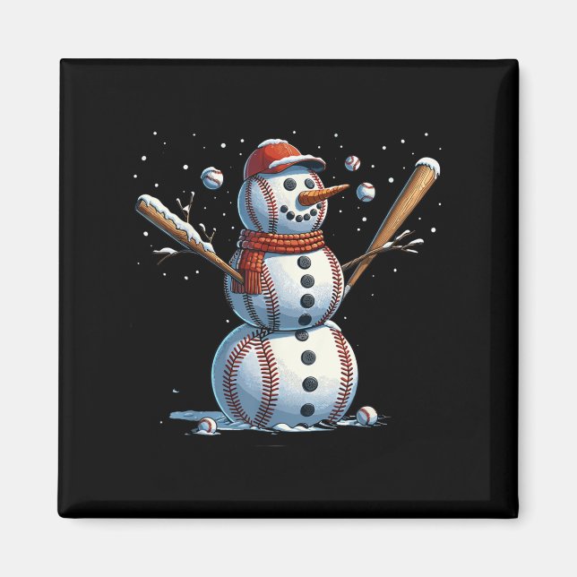 Snowman Baseball Christmas Winter  Magnet (Front)