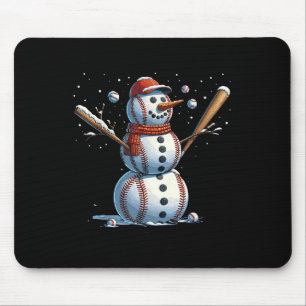 Snowman Baseball Christmas Winter Mouse Mat