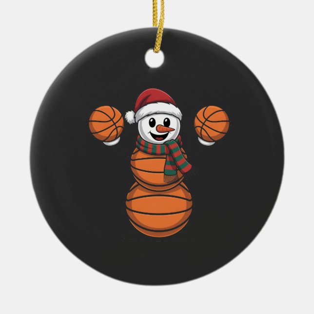 Snowman Basketbal Christmas Santa Baseball Sport Ceramic Tree Decoration (Front)