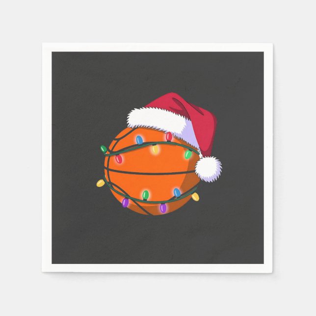 Snowman Basketball Christmas Santa Baseball Sport Napkin (Front)