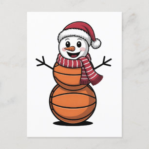Snowman Basketball Christmas Sport Lovers Holiday Postcard