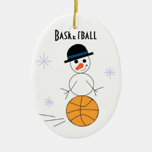 Snowman Basketball Player Ceramic Tree Decoration